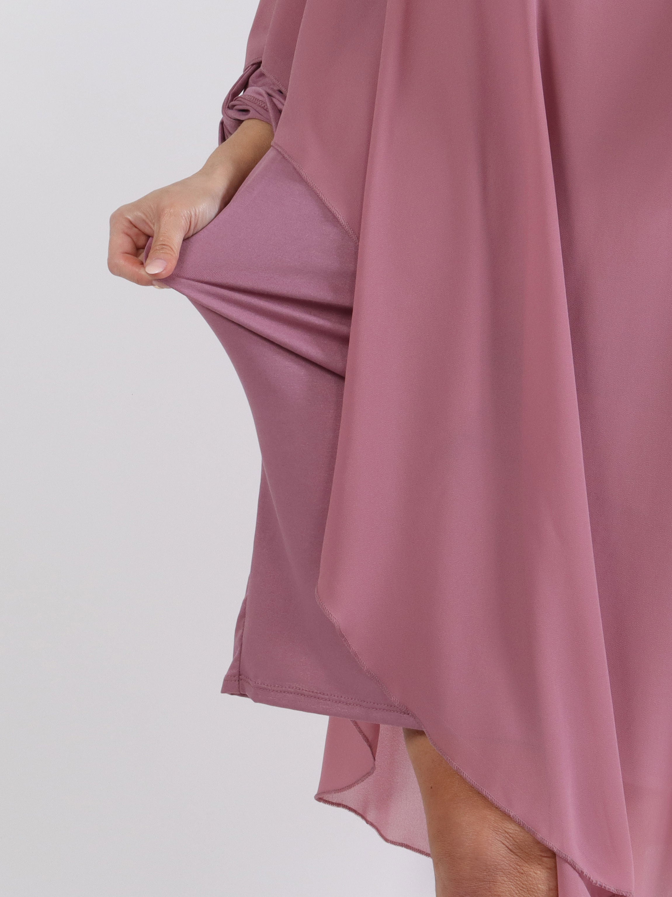 Kenya Long Sleeve - Plus size tunikakjole med chiffonlag